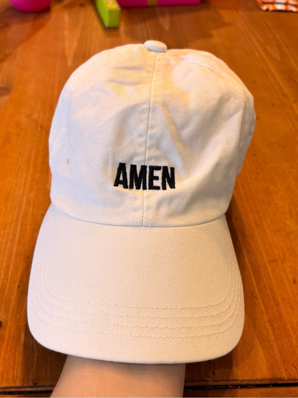 David and Young mens Amen dad hat baseball cap white